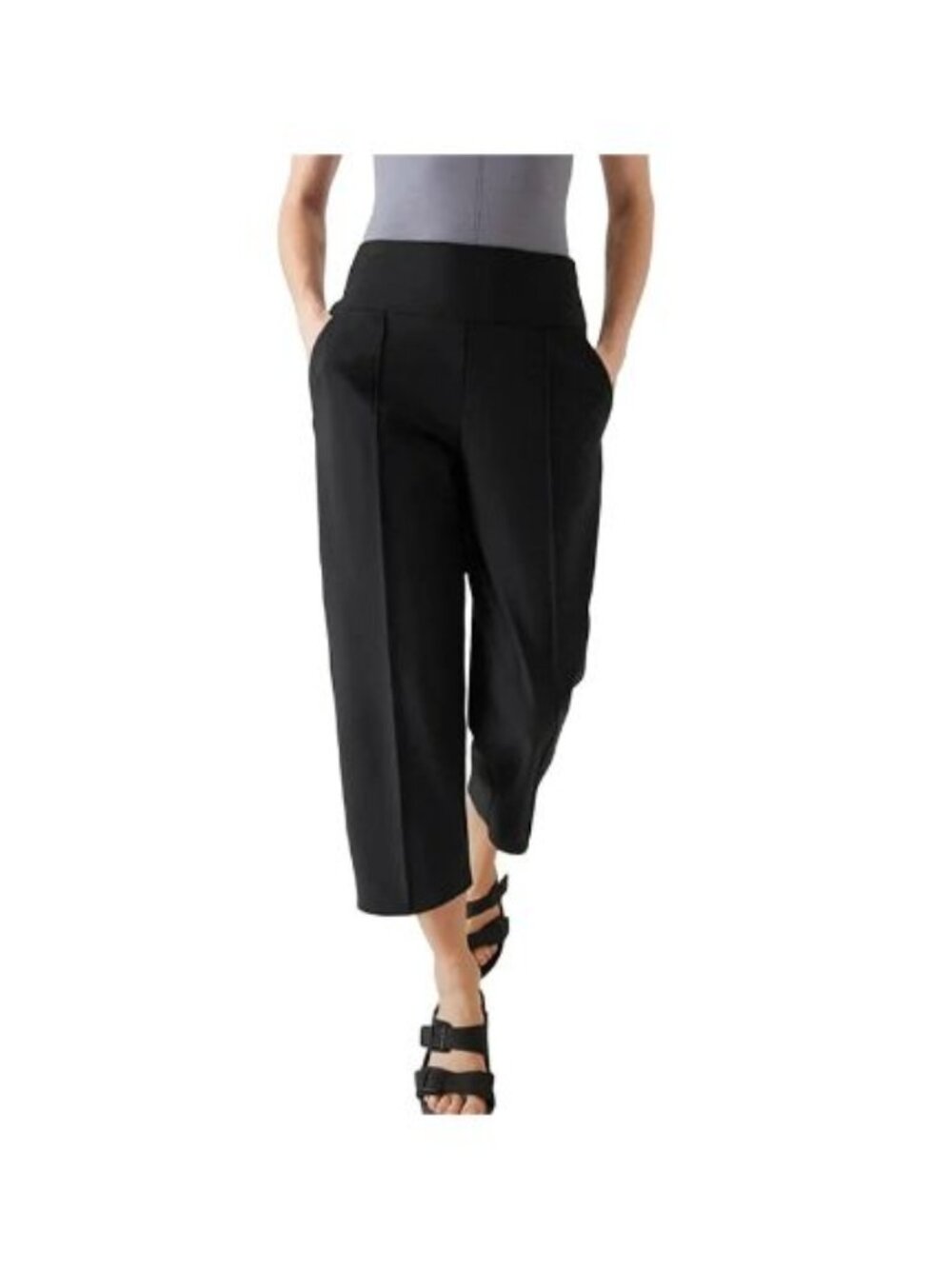 Athleta Black Stellar Wide Leg Crop Pants